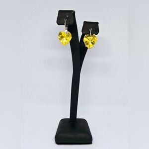 Yellow Crystal Heart Earrings
